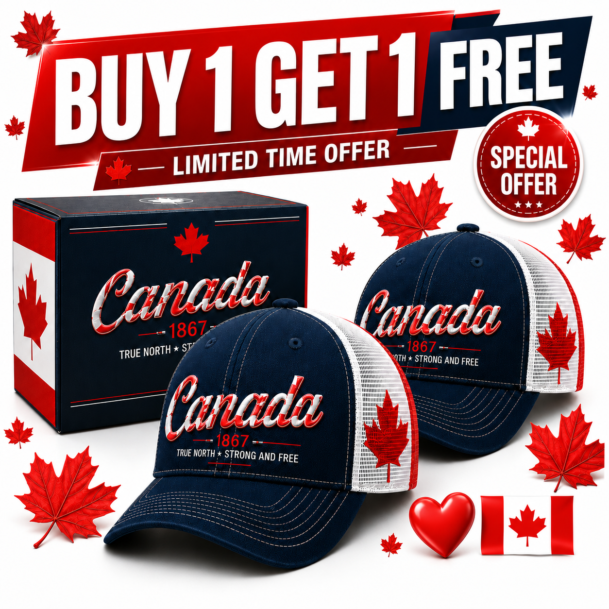 Canada 1867 “True North” Patriotic Trucker Cap