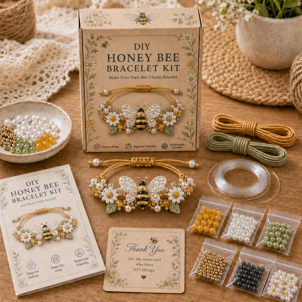 🔥BUY 3 GET 1 FREE-🦋🌼Enchanted Garden Charm Bracelet DIY Kit Series✨🐝🐞