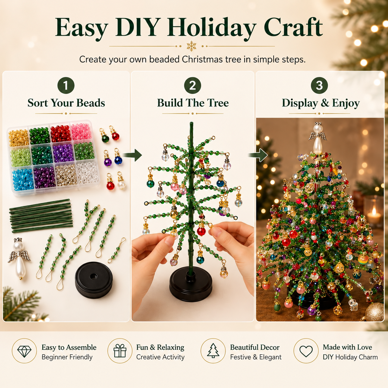 🎄🎅 DIY Beaded Christmas Tree Kit Holiday Decoration