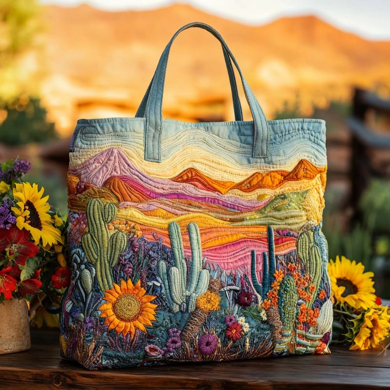 Desert Sunset quilted tote bag