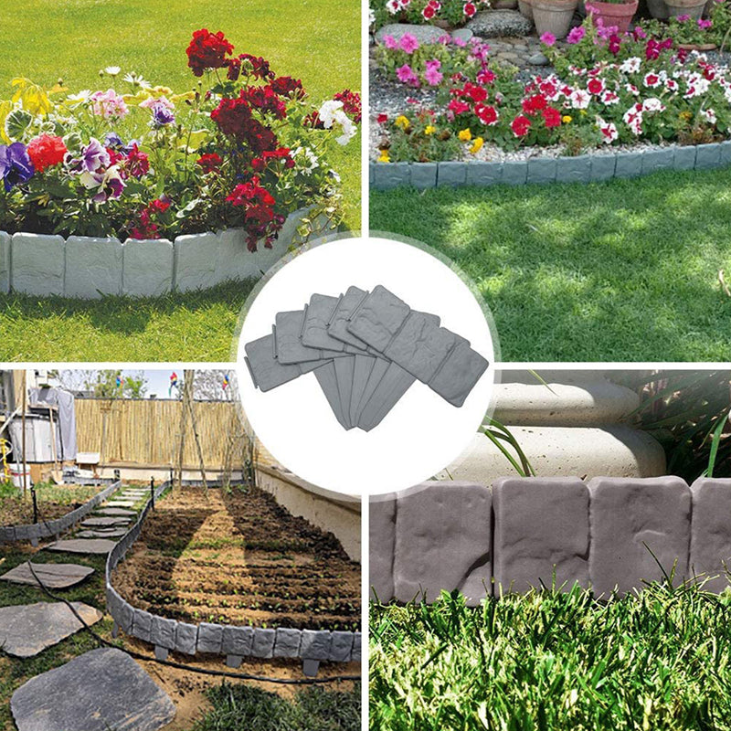 Faux Stone Garden Edging Border – 10 Pcs Outdoor Lawn & Flower Bed Border