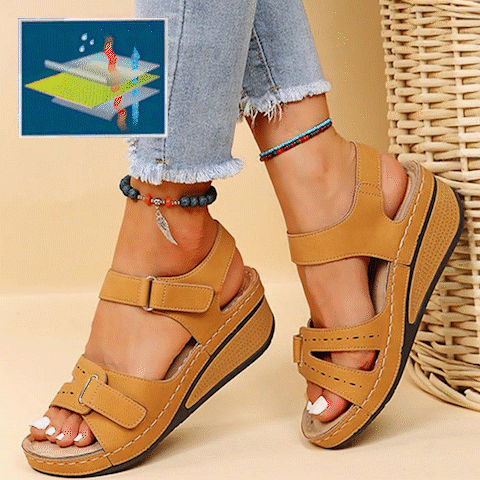 Women's summer comfort sandals in tan color