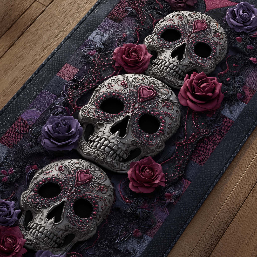 3D Fungus Skull Quilted Runner Rug  | Skull