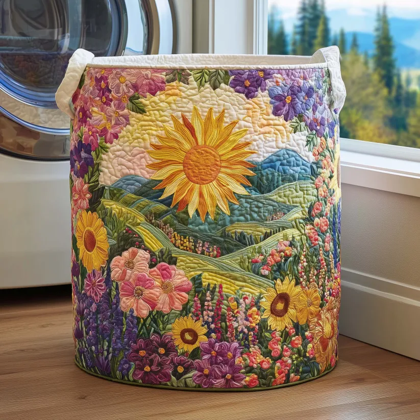 Hot Seller Floral Quilted Laundry Basket