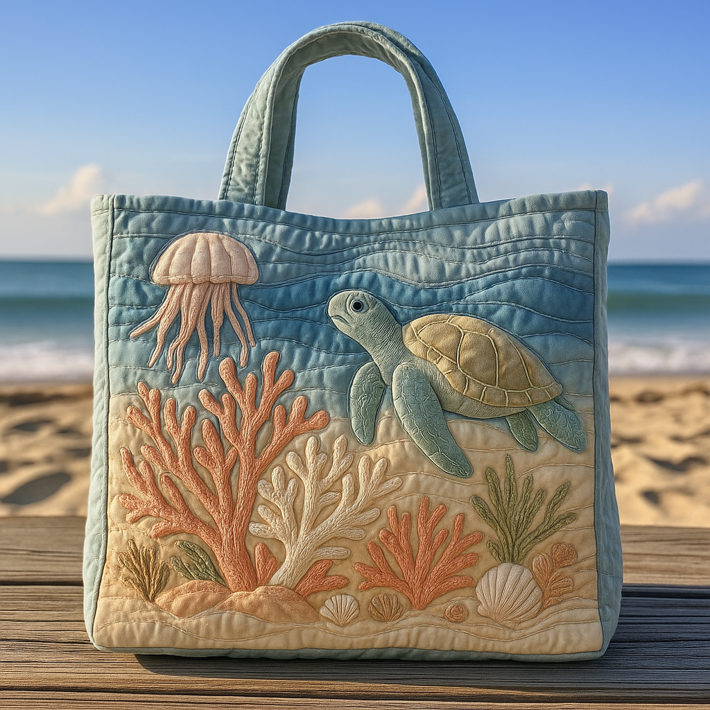 Coral Reef Turtle Tote Bag — Handcrafted Ocean Journey