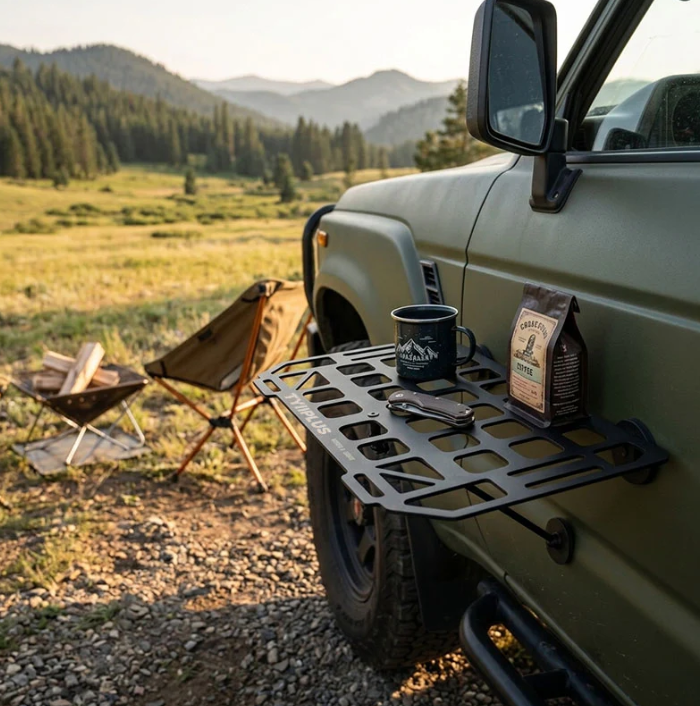 Heavy-Duty Magnetic Vehicle Side Table | Portable Grid Camp Desk