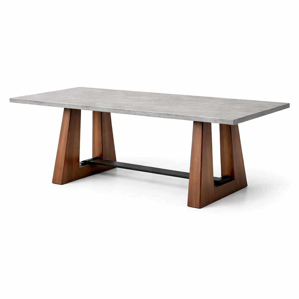 Esstisch betonplatte holzgestell 200 x 95 x 75 cm-NESTMINO