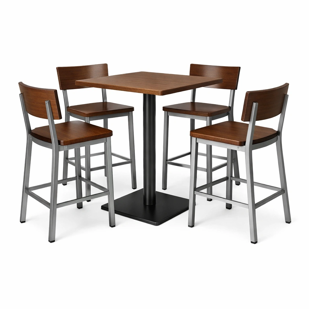 Barset holz metall braun mit stühlen-NESTMINO