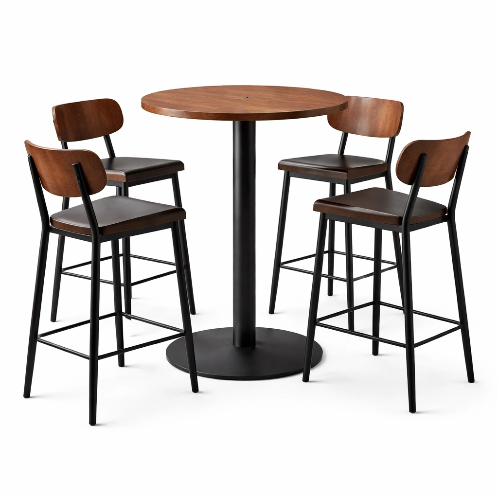 Barset holz metall dunkelbraun schwarz-NESTMINO