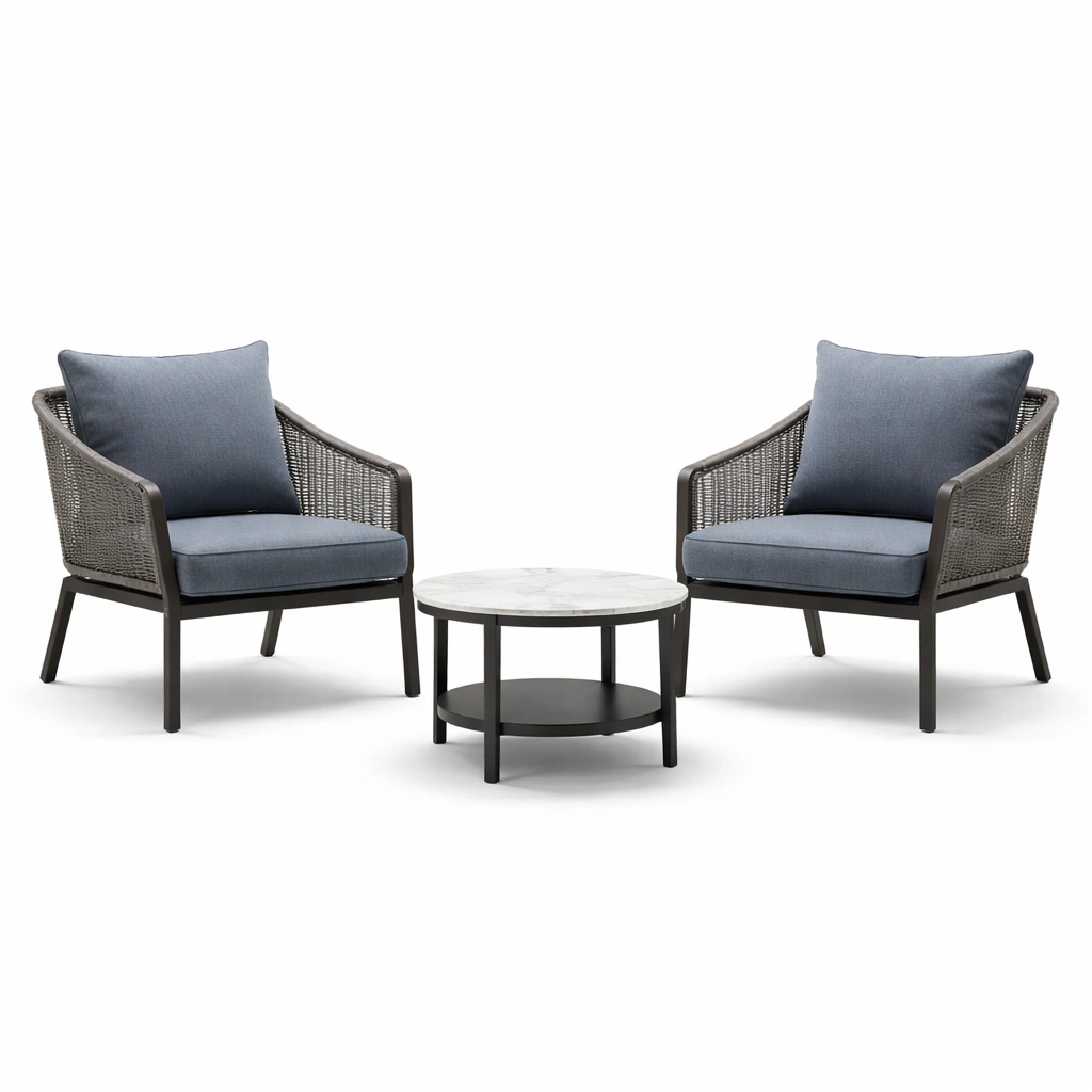 Loungeset Aluminium Keramik Grau Blau-NESTMINO