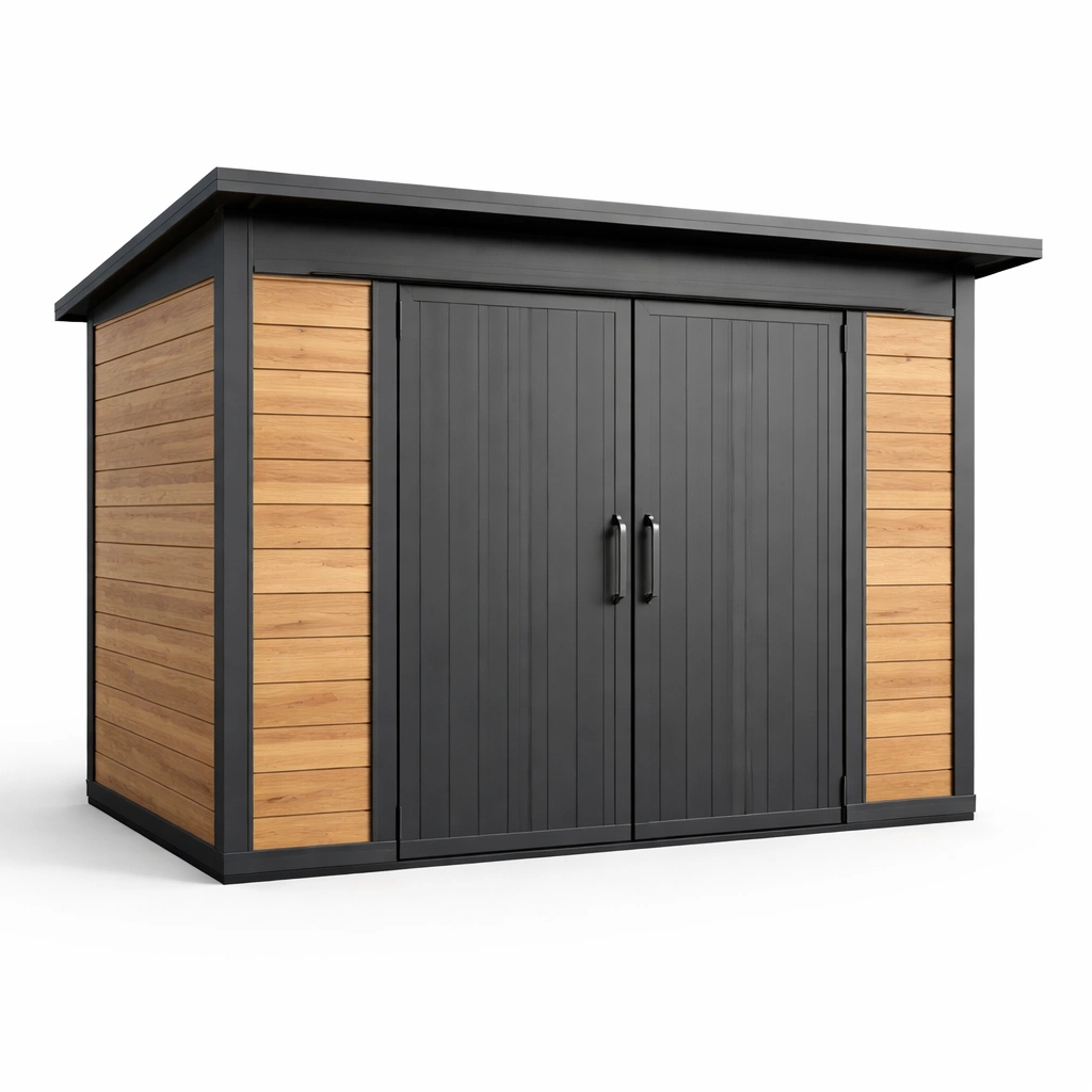 Gartenhaus metall holzoptik anthrazit 200 x 150 x 180 cm-NESTMINO