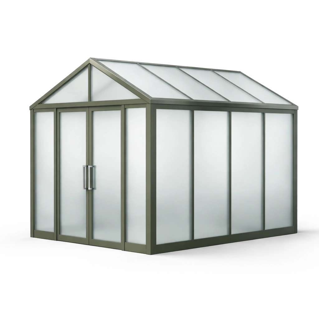 Gewächshaus aluminium polycarbonat olivgrün-NESTMINO