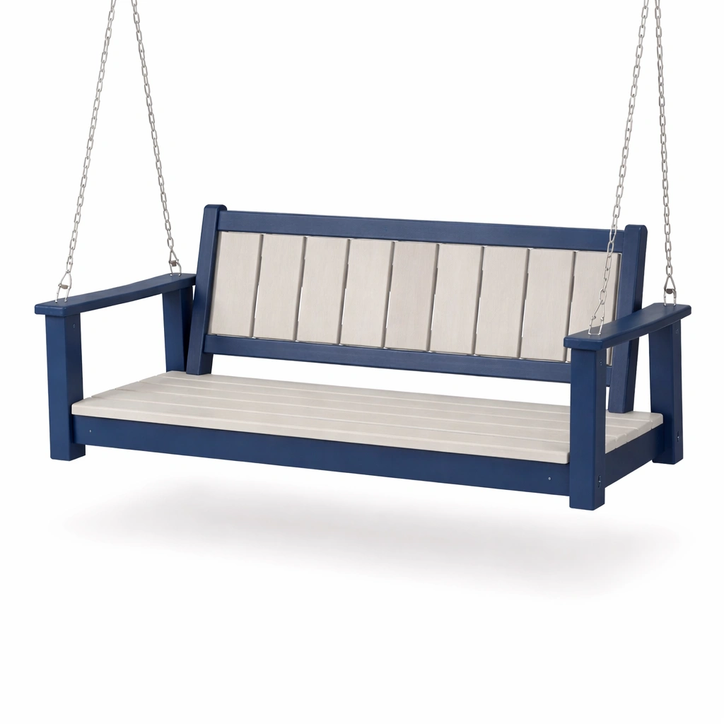 Verandenschaukel hdpe blau beige-NESTMINO