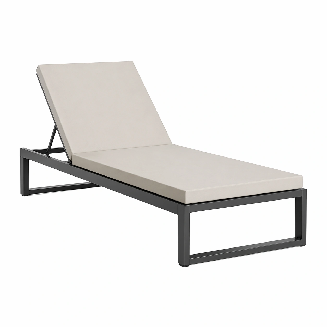 Aluminium polyester liegestuhl beige 200x65x35 cm-NESTMINO