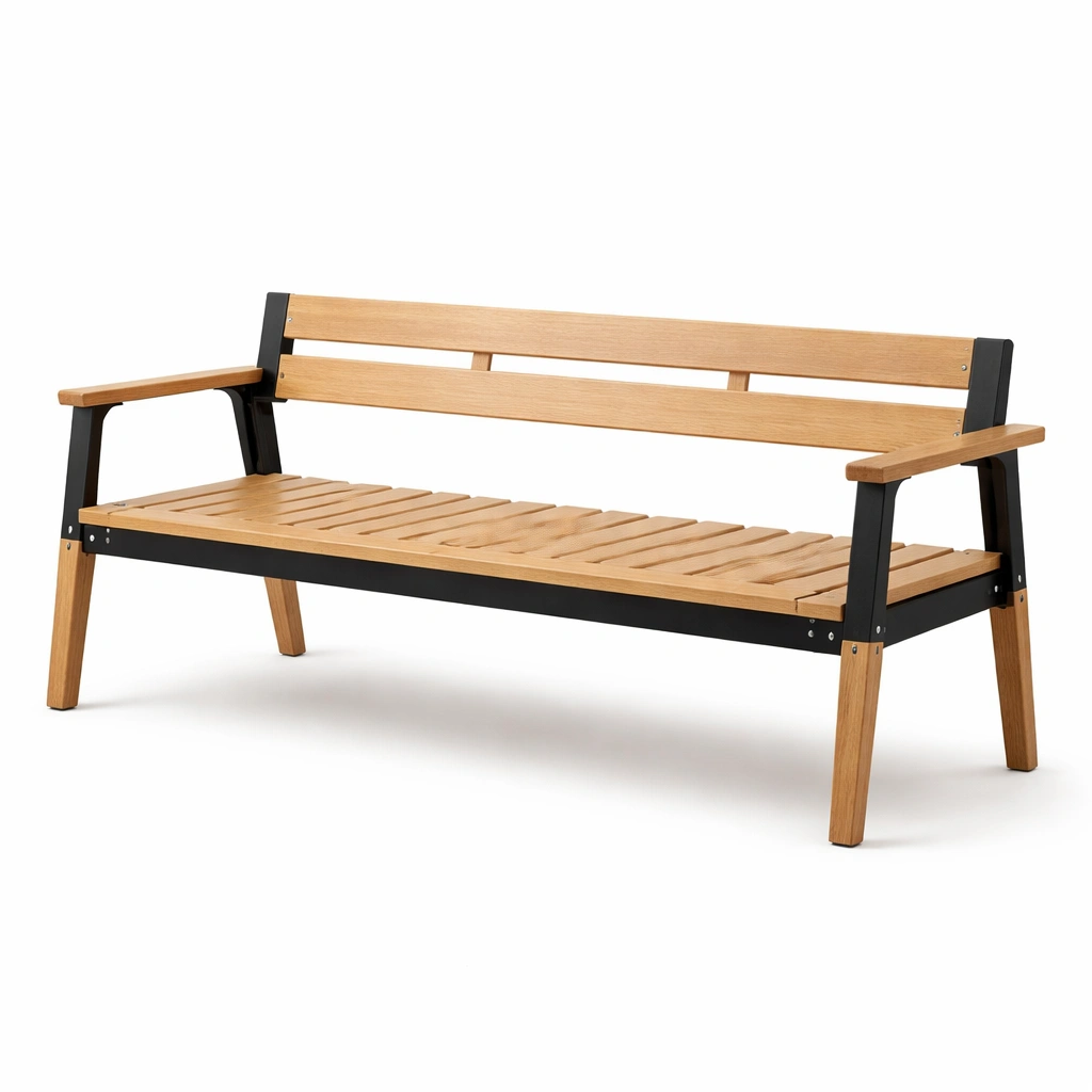 Bank eichenholz stahl-NESTMINO