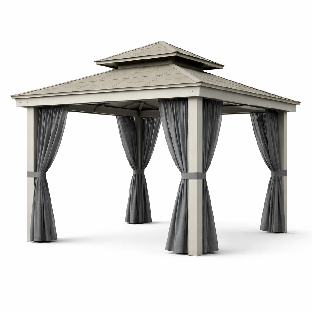 Metall mit doppeldach und polyester vorhängen pavillon-NESTMINO