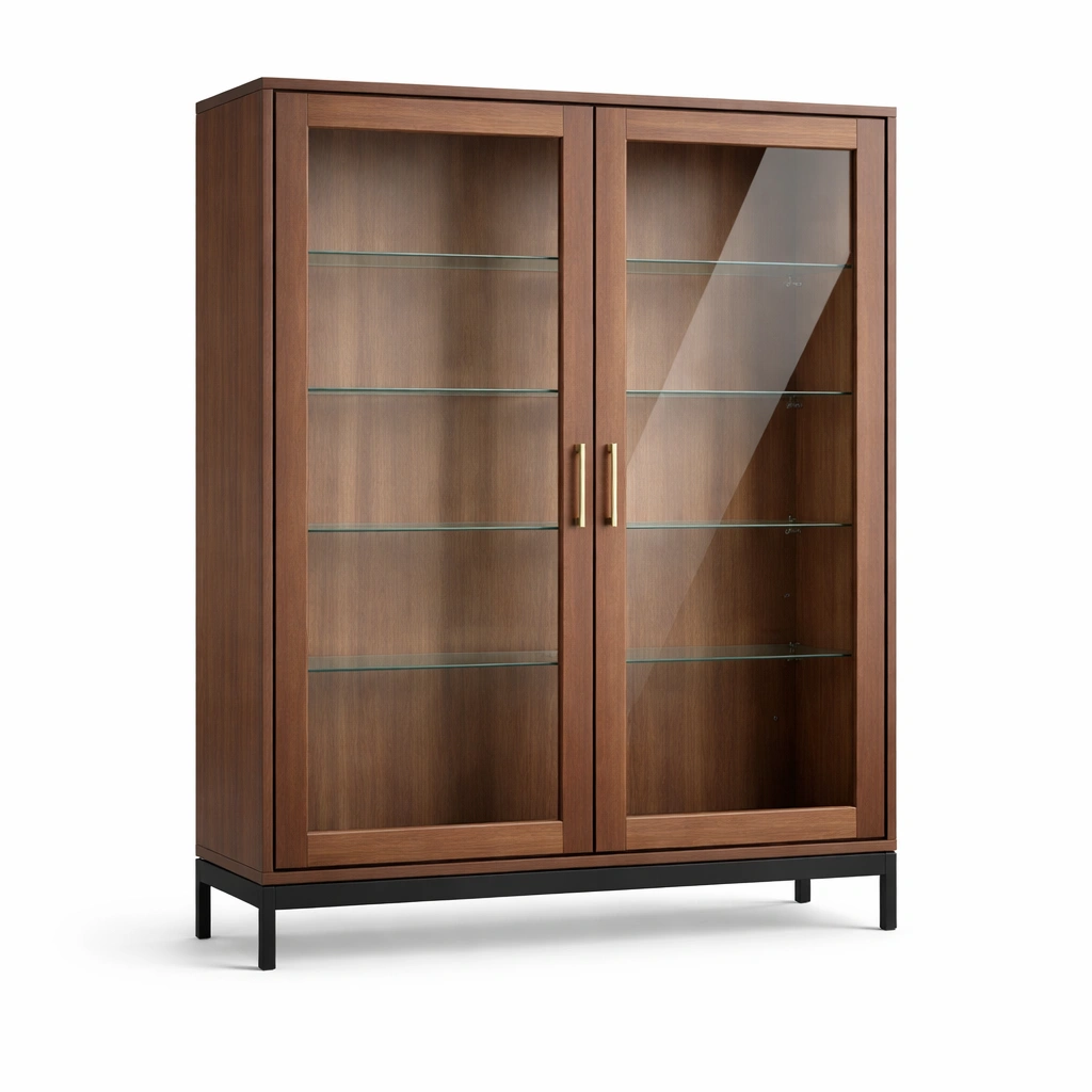 Vitrine Holz Glasregale-DECOKORA