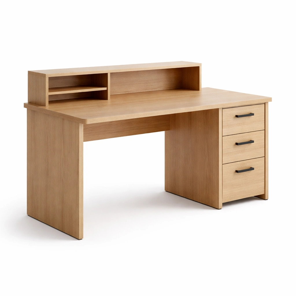 Schreibtisch Spanplatte Eiche Mit Schubladen-DECOKORA