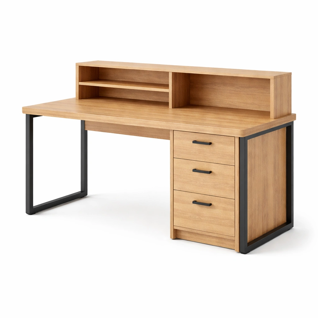 Schreibtisch Holz Metall 140x60x75 cm-DECOKORA