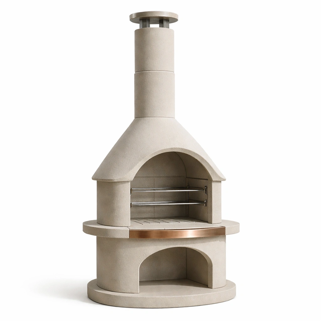 Grill Beton Sandfarben Edelstahlrost-HOMTINO