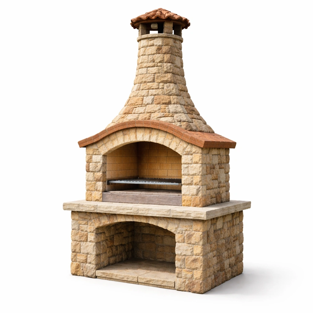 Grill Ziegelstein Beton Beige Braun-HOMTINO