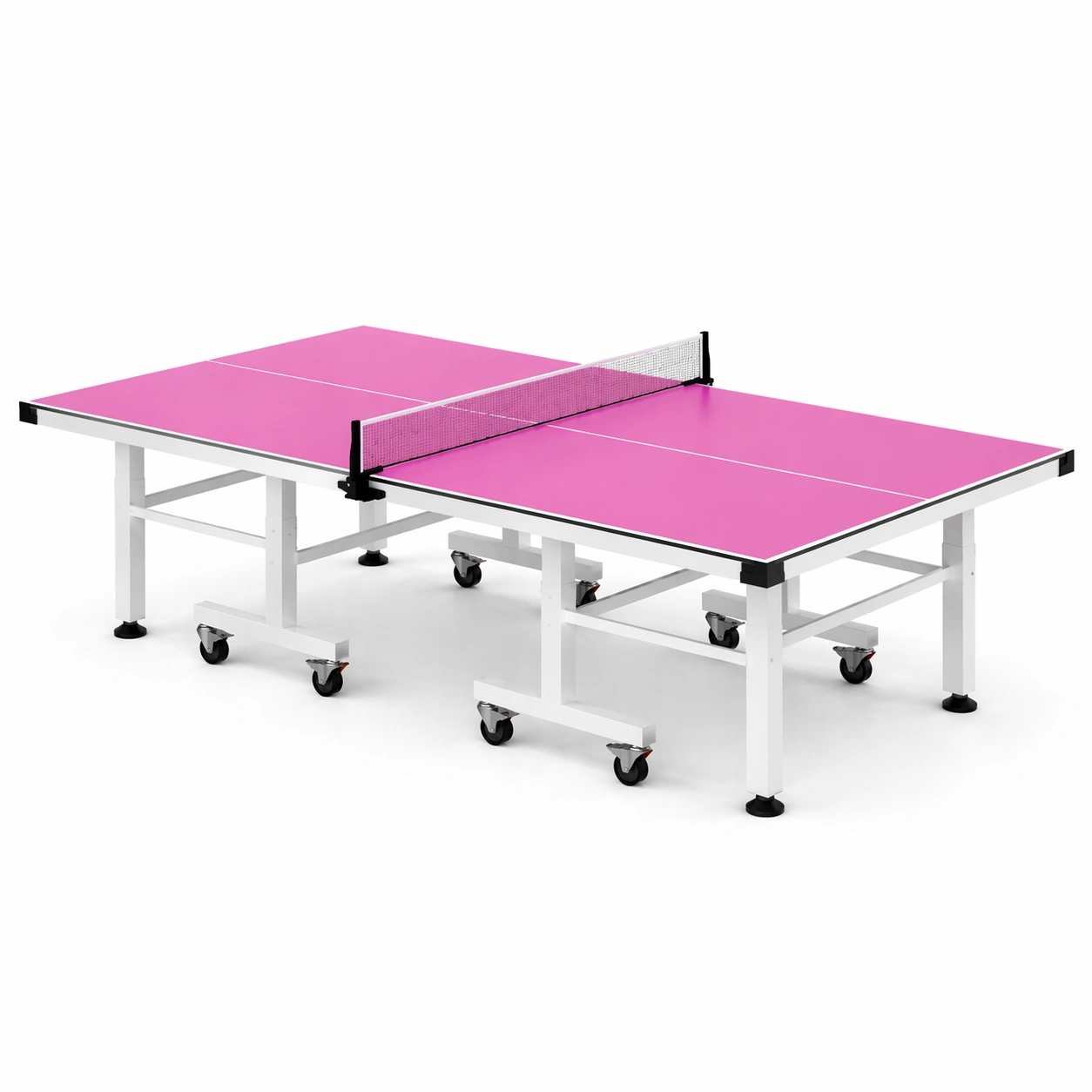 Tischtennisplatte Outdoor Pink Melamin Metallgestell 274x152x76cm-HOMTINO