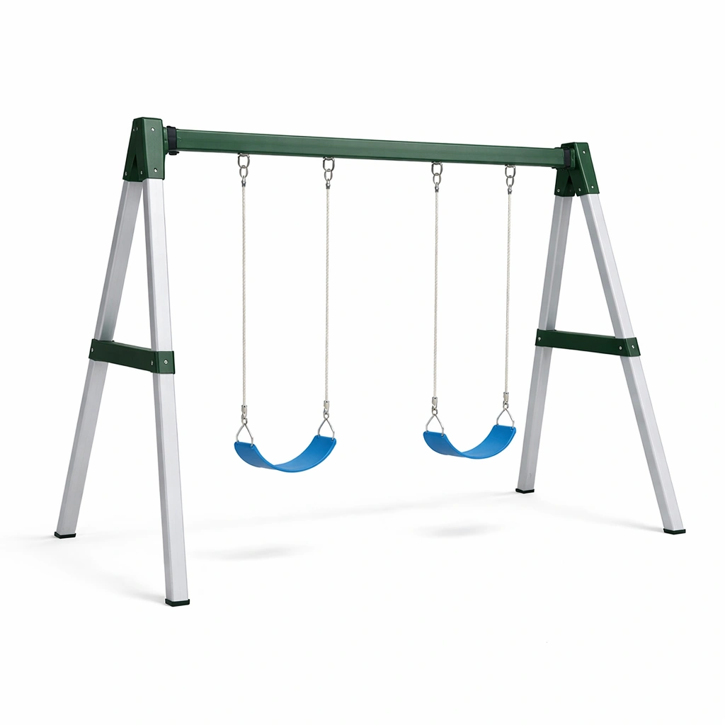 Schaukelset Metall Mit Kunststoffsitzen Blau-HOMTINO