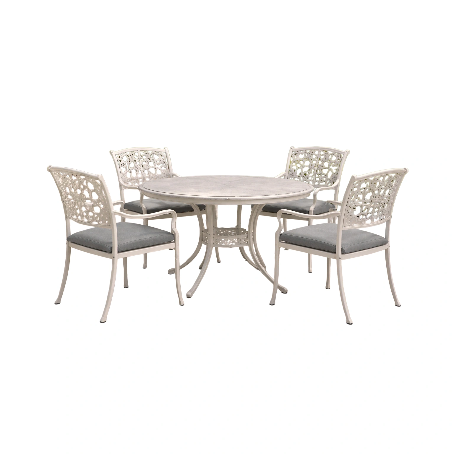 Conjunto de mesa y sillas de aluminio fundido con cojines de poliéster-LIVLAYER