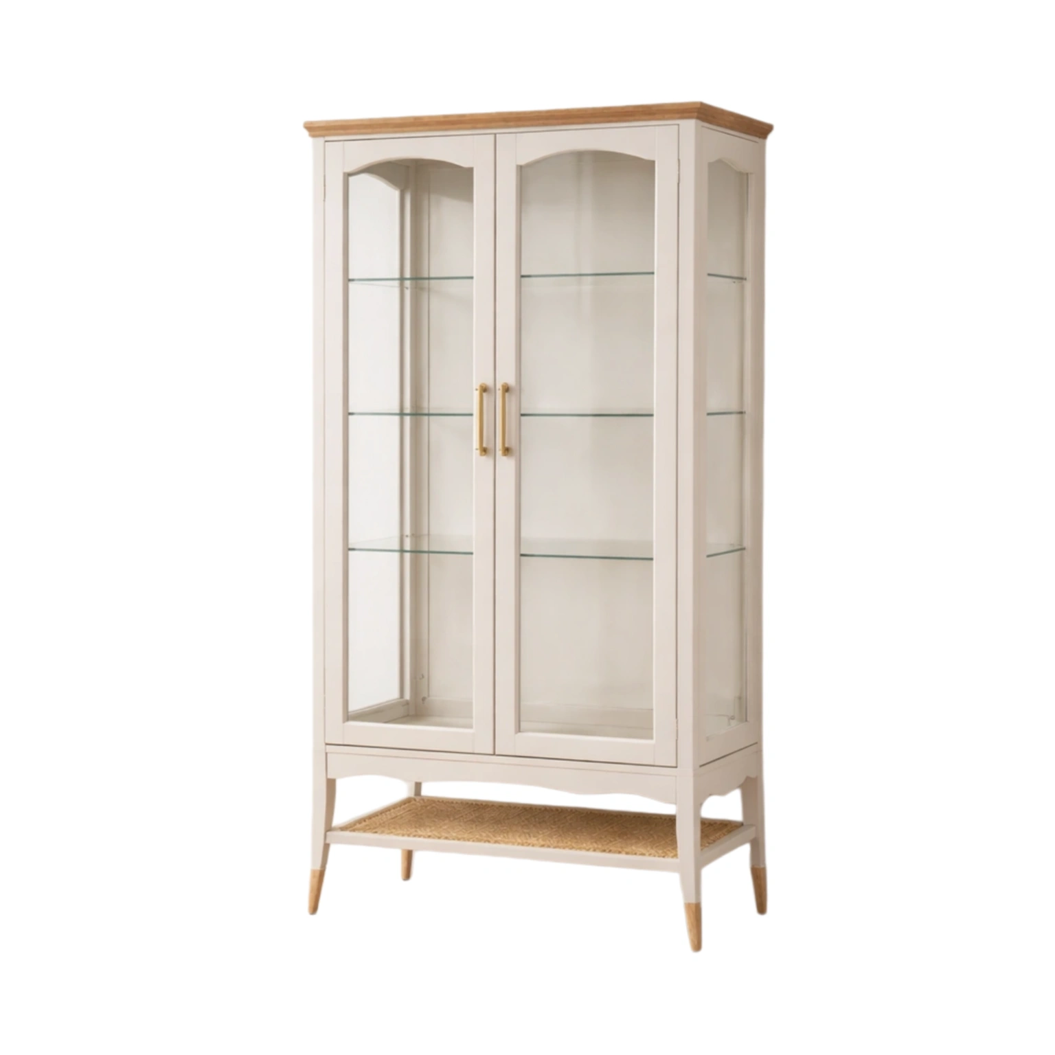 Vitrina de madera con puertas de vidrio templado 180x80x40 cm-FURNVISTA