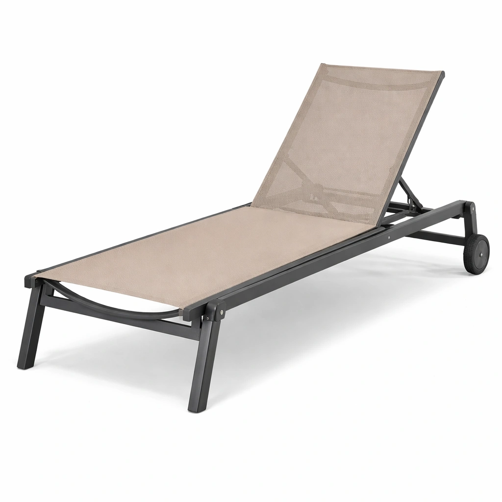 Tumbona de aluminio y textileno beige-furnlora