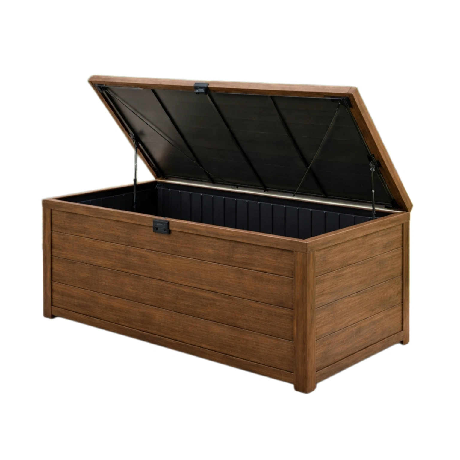 Baúl de almacenamiento de exterior de resina marrón 144x64x64 cm-fURNVARA