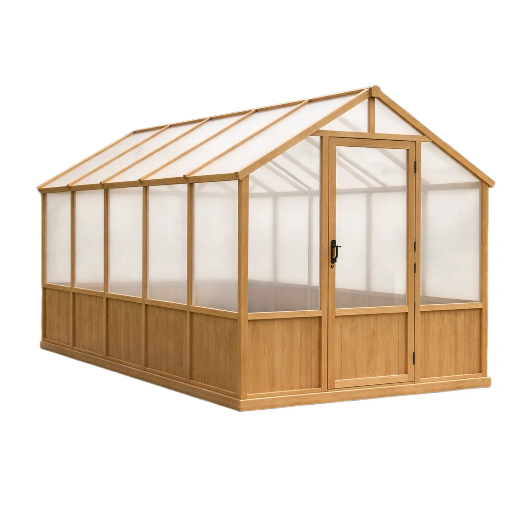 Invernadero de policarbonato y madera tratada 300x200x220 cm-FURN ZENO