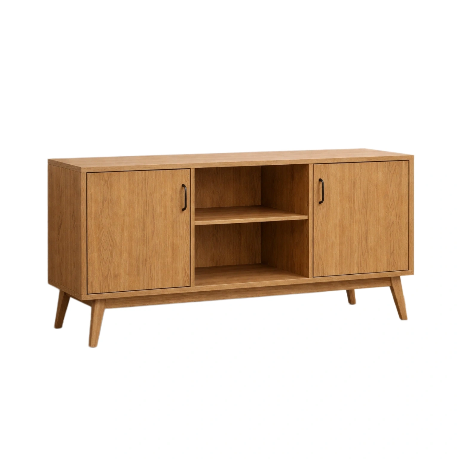 Aparador de madera con puertas y estantes 150x40x75 cm-livcrafty