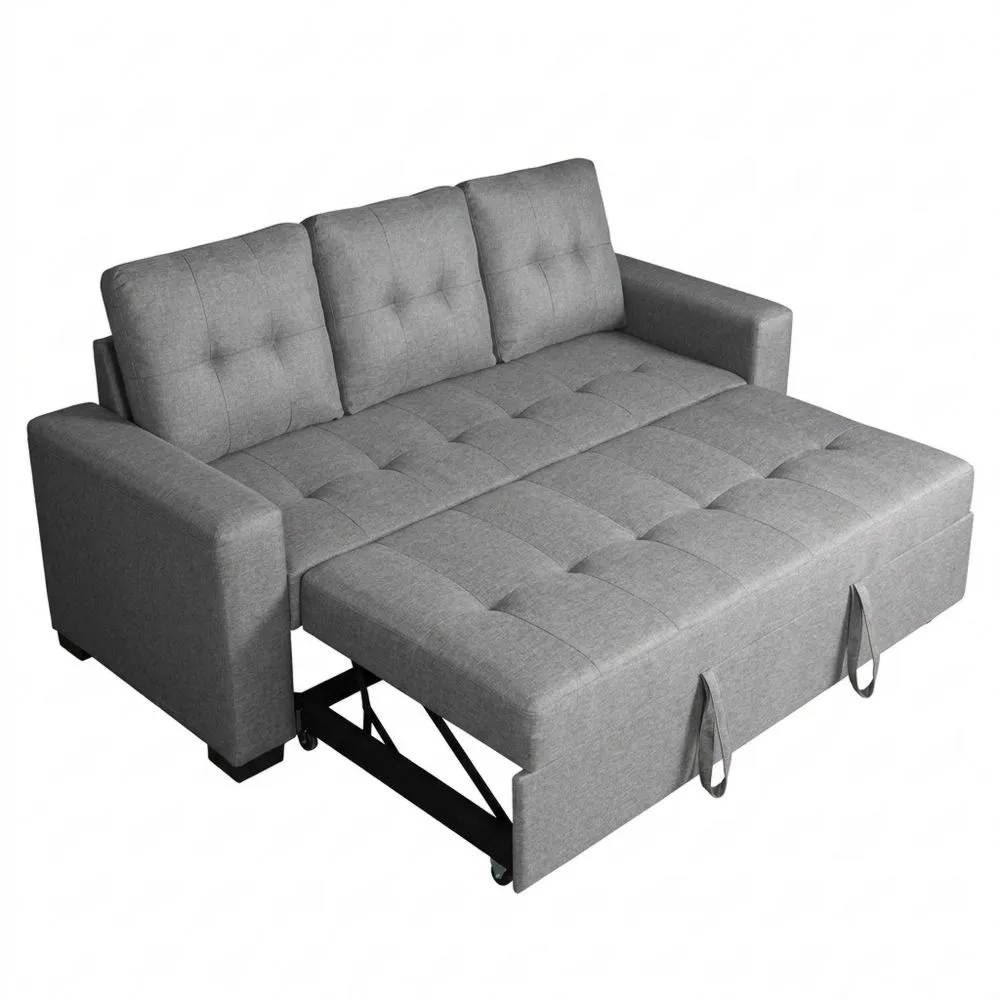 Sofá Cama de 3 Plazas, Diseño Moderno, Cómodo y Funcional, con Reposabrazos y Cojines Decorativos, Gris