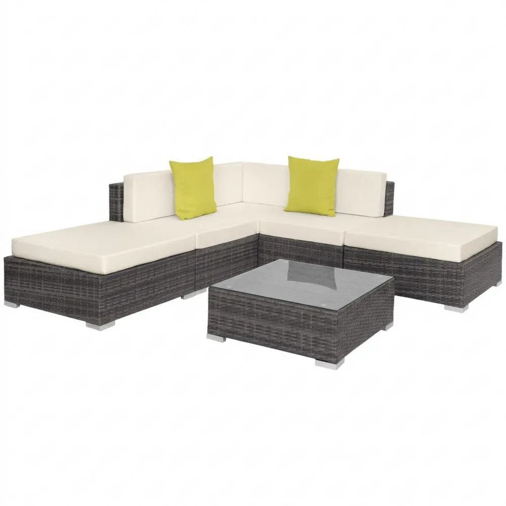 Conjunto de Muebles de Jardín de Ratán y Aluminio con Cojines