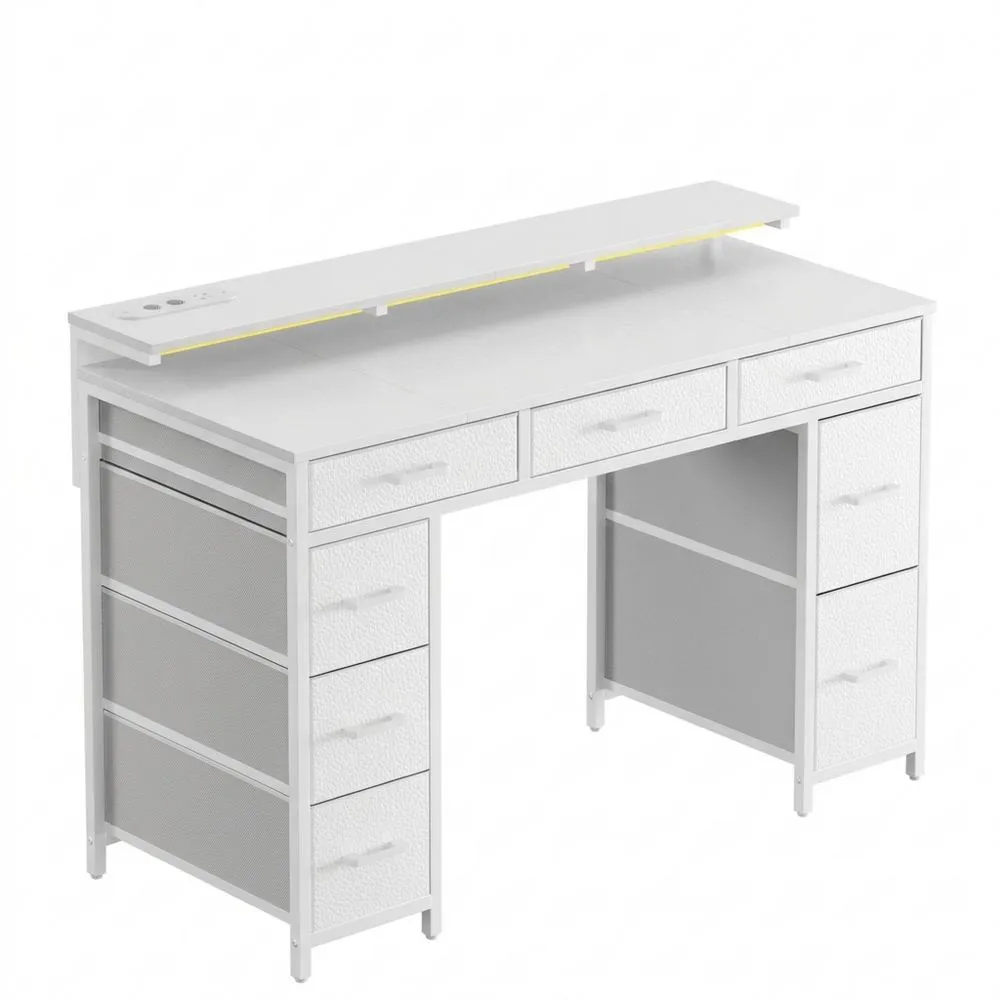 Escritorio de Juego con 8 Cajones, Puertos USB y Soporte de Monitor