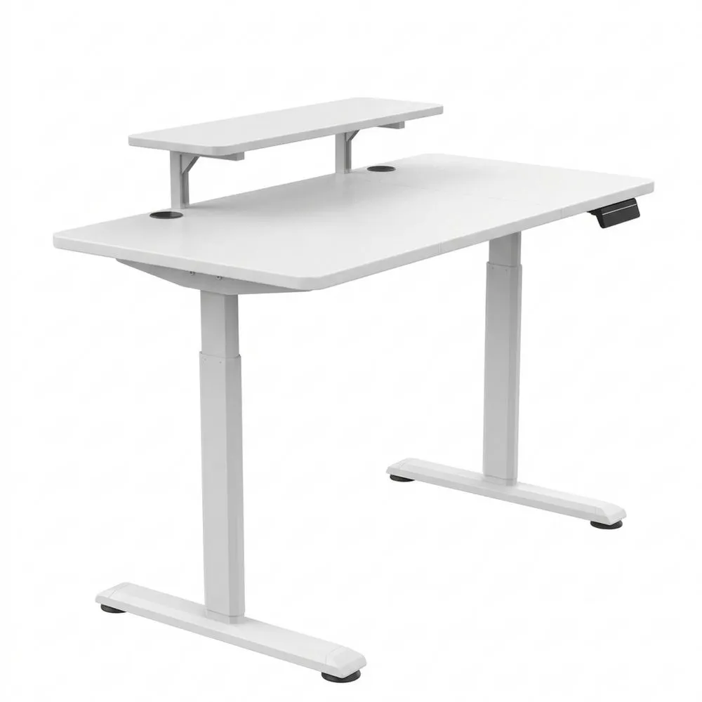 Escritorio Elevable Eléctrico con Estantes para Monitor y Almacenaje
