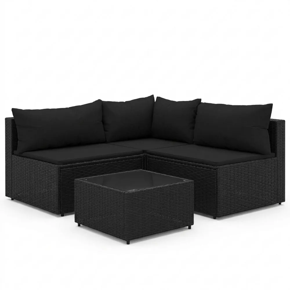 Conjunto de Muebles de Jardín Ratan para Exterior con Sofá Esquinero y Mesa