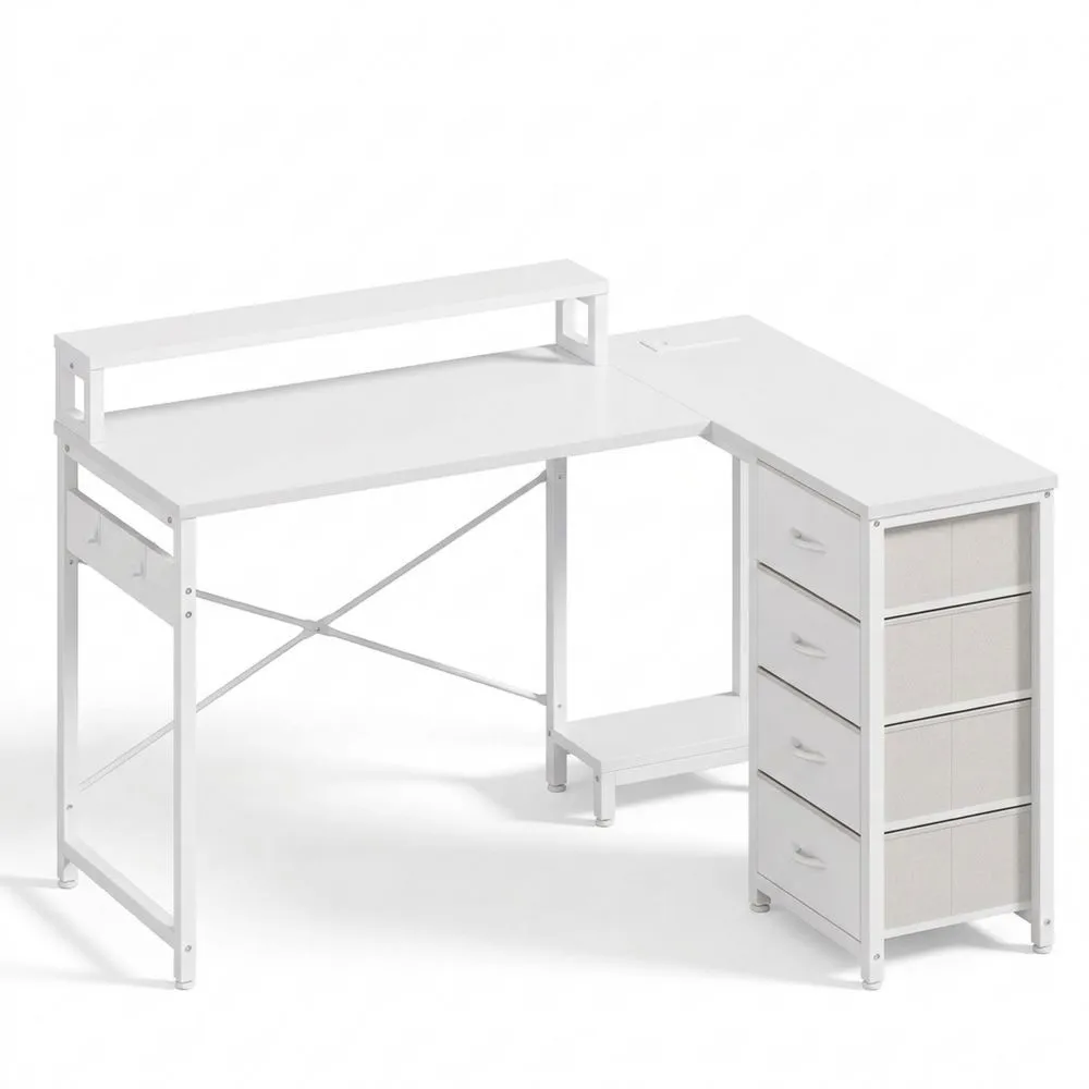 Escritorio con Estantería de 4 Niveles y Puertos USB