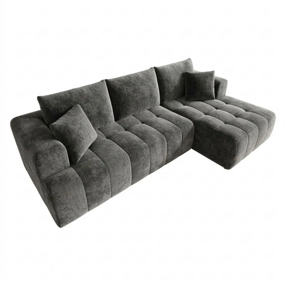 Sofá Esquinero Modular 3 Plazas en Tela Chenilla, Combinación Libre, Sin Montaje (Gris)