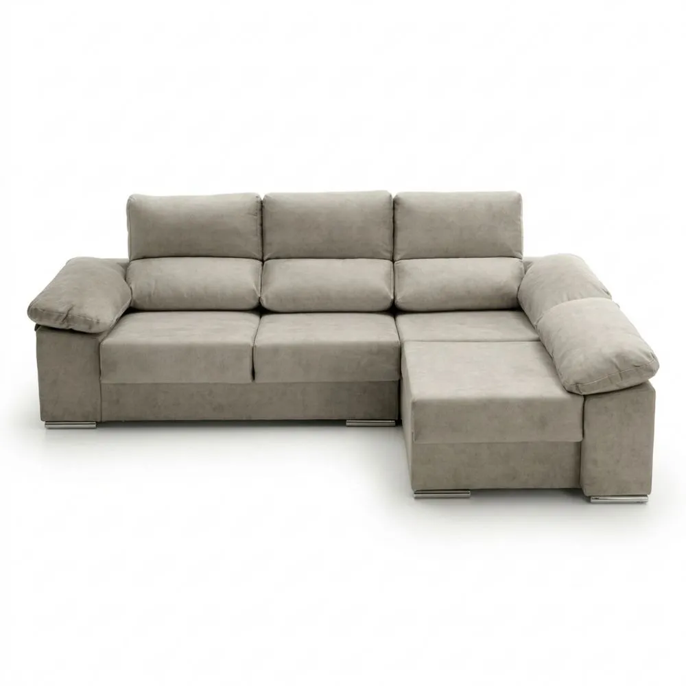 Sofá Chaise Longue Reversible de Alta Gama en Gris