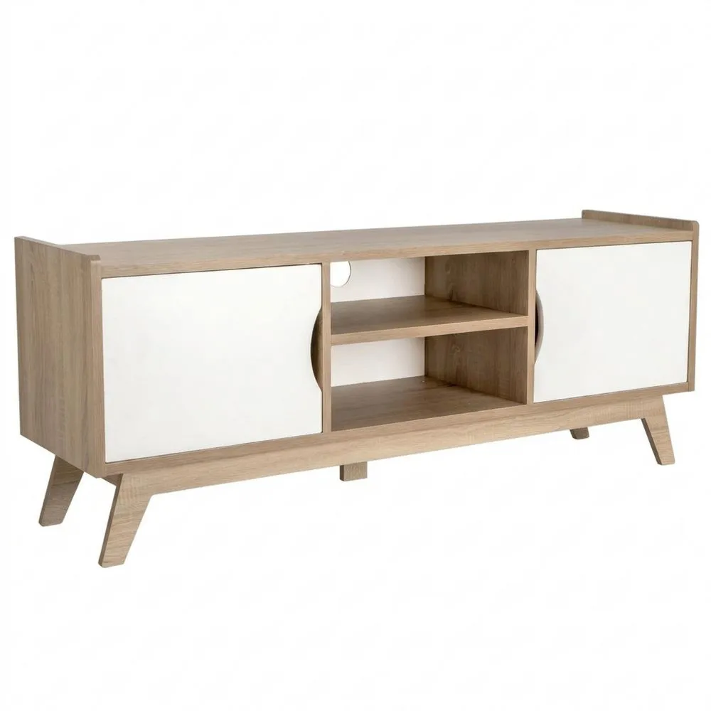 Mueble de TV para Salón, Roble Sonoma y Blanco, 150 x 40 x 50 cm