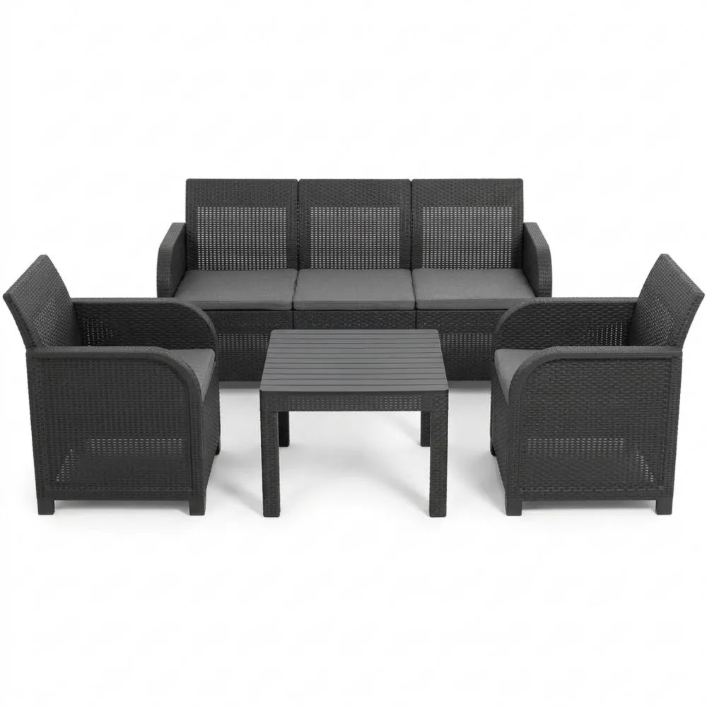 Conjunto de Muebles de Jardín con Sillones y Sofá de 3 Plazas