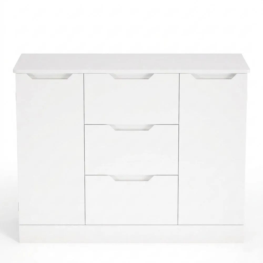 Cómoda con 3 Cajones y 2 Puertas para Dormitorio y Baño, 101x35x76 cm (Blanco)