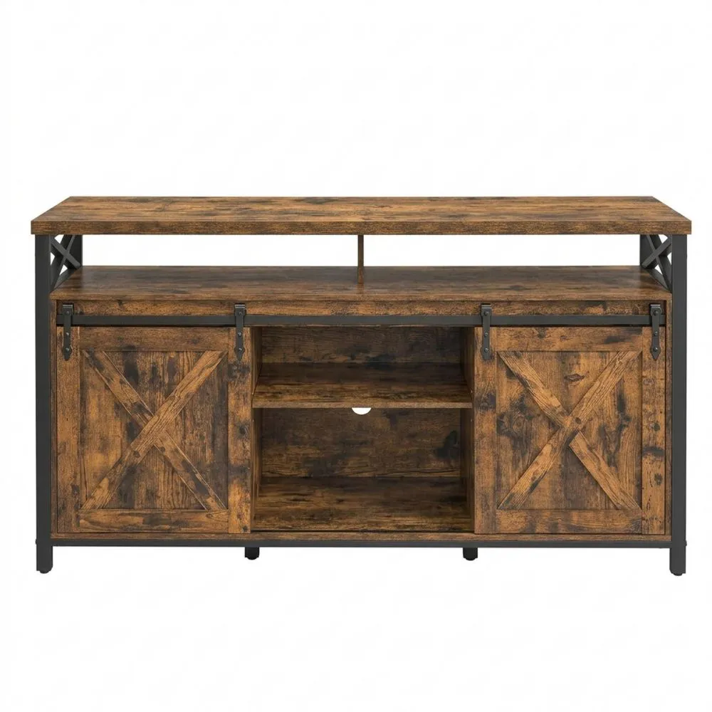 Mueble de TV con Estantes Ajustables y Puertas de Granero