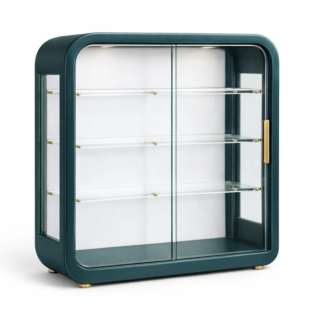 Design Vitrinenschrank mit Glasfront und Metallgriff