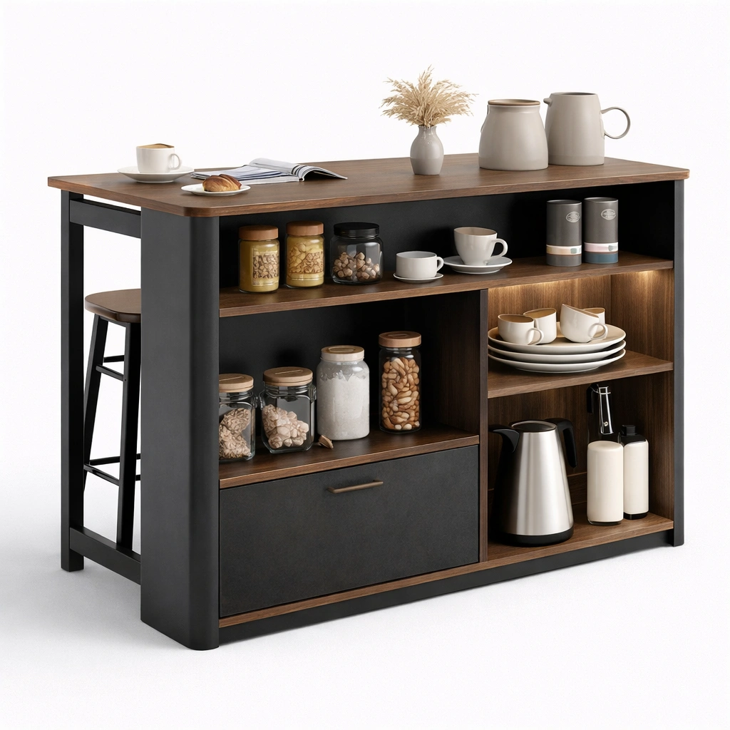 Kuecheninsel mit Stauraum und Arbeitsplatte