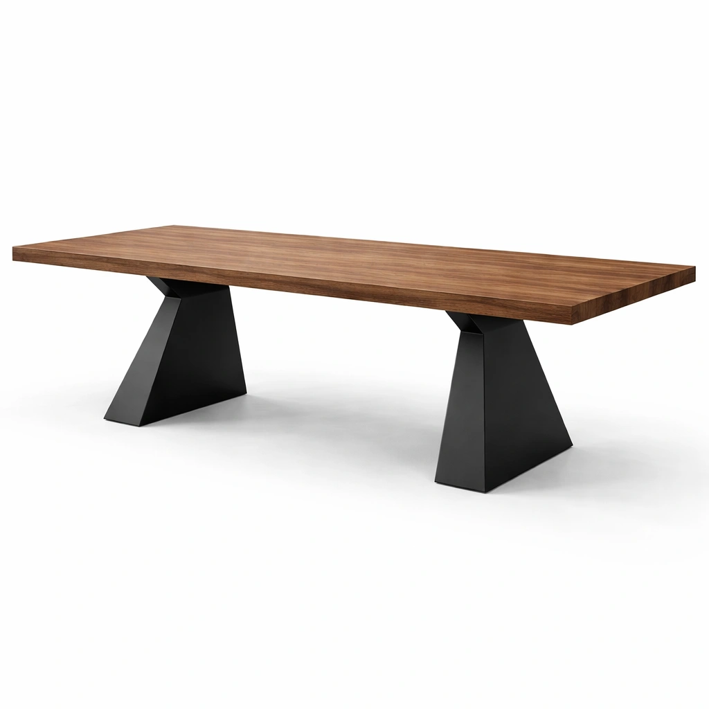 Minimalistischer Esstisch mit Metallgestell