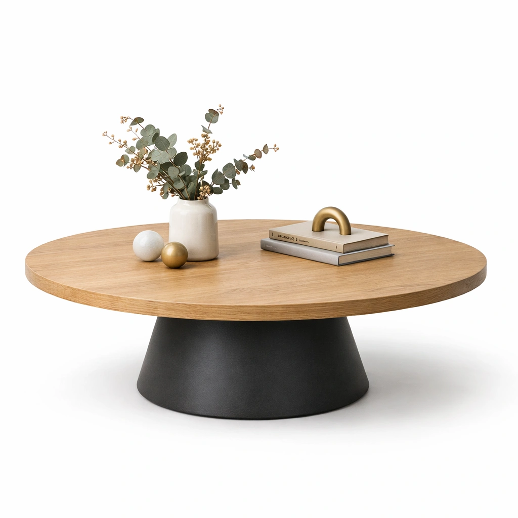 Runder Couchtisch mit zentralem Fuss