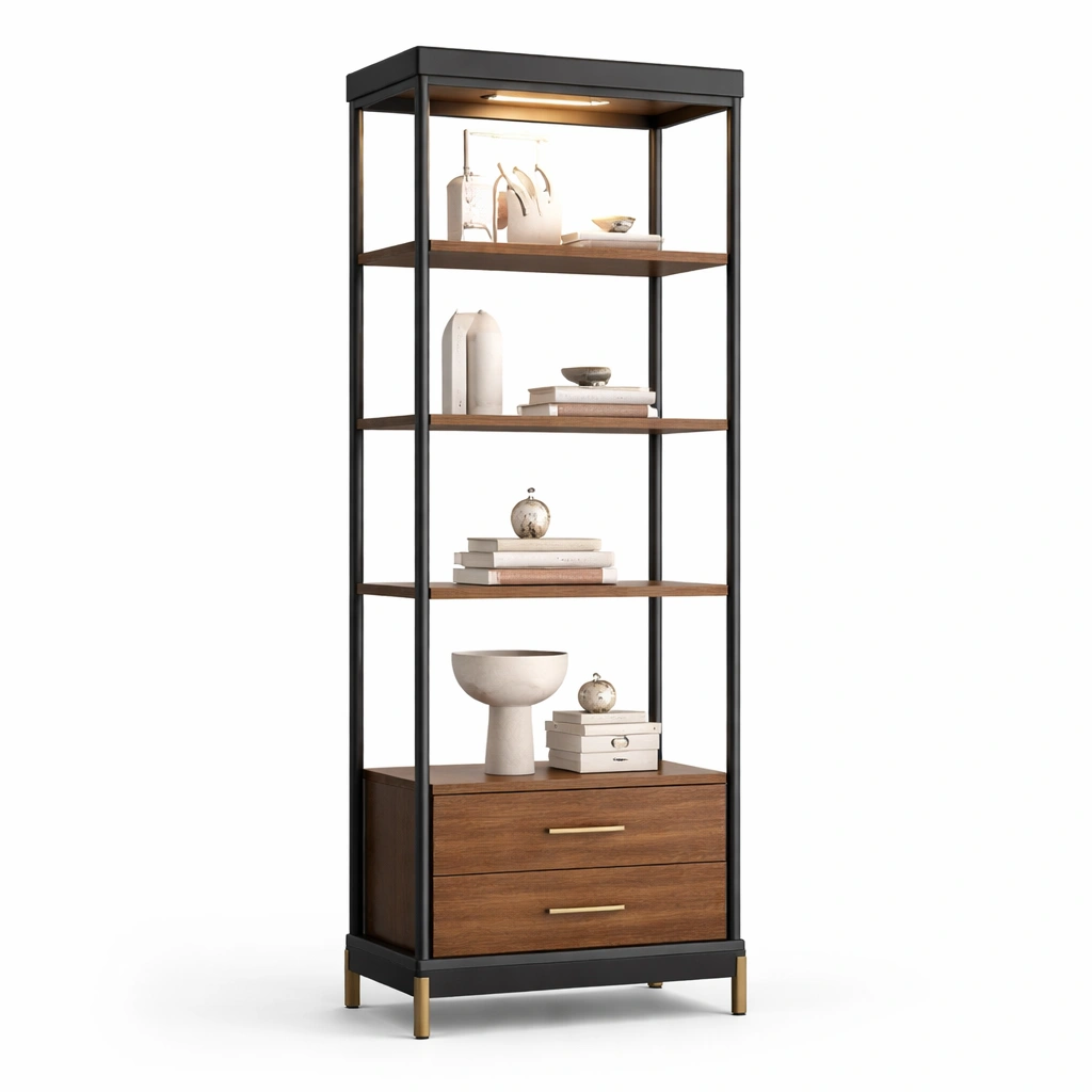 Regal Standregal Metall Holz Schwarz